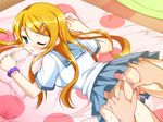  bed blonde blue_eyes blush game_cg kousaka_kirino long_hair ore_no_imouto_ga_konna_ni_kawaii_wake_ga_nai oshiri pantsu school_uniform 