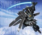  energy_sword flag_custom flying gundam gundam_00 kashiwa_(kishiro) mecha no_humans sky solo sword weapon 