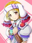  blonde_hair brown_eyes elena_(grandia) grandia grandia_ii hand_on_own_chest head_scarf kayama_kenji puffy_sleeves short_hair smile solo wrist_cuffs 