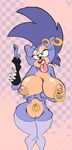  black_nose blue_eyes blue_hair breasts ear_piercing earring female hair hedgehog mammal nipple_piercing nipples nose nude piercing pussy slb tongue tongue_out 