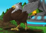  avian bald_eagle beak beaks bird claws eagle feathers female feral jackrow league_of_legends solo source_request suggestive_pose talons 