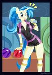  anthro anthrofied blue_eyes blue_hair blush bottle bowling bowling_ball breasts cute drink equine female friendship_is_magic hair horn horse long_hair looking_at_viewer mammal my_little_pony open_mouth pony short_hair skykain solo standing tail tongue unicorn water_bottle 