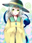  bad_id bad_pixiv_id green_eyes grey_hair hat komeiji_koishi meronpanna_(mikoniito) open_mouth solo third_eye touhou 