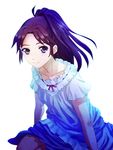  bow brown_hair guilty_crown long_hair man_dam nightgown ponytail shinomiya_ayase smile solo 