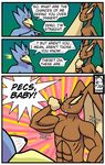  accidentally_gay avian beak blue blue_body duck flexing golduck humor lagomorph lopunny male mammal muscles nintendo pok&#233;mon pok&eacute;mon rabbit red_eyes shocked the_blue_pangolin thebluepangolin video_games 