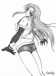  ass bare_legs braid breasts buruma caster doujinshi fate/stay_night fate_(series) flat_ass gloves greyscale guity highres large_breasts long_hair monochrome non-web_source sidelocks single_braid solo 