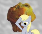  cansinodx derp derpy_hooves_(mlp) equine eyelashes female feral flag food friendship_is_magic grey_background grey_body hair horse mammal muffin my_little_pony pegasus plain_background pony solo solute wings yellow_eyes 