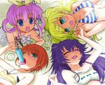  bikini blonde_hair blue_eyes blue_hair brown_hair cordelia_glauca food gg green_eyes hercule_barton long_hair lying multiple_girls pink_hair popsicle sherlock_shellingford short_hair swimsuit tantei_opera_milky_holmes twintails yuzurizaki_nero 