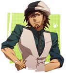  brown_eyes brown_hair cabbie_hat facial_hair hat kaburagi_t_kotetsu male_focus miyuu_(crazy_lollipop) necktie paw_print solo stubble tiger_&amp;_bunny vest waistcoat 