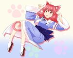 animal_ears breasts cat_ears cat_tail chamayy clog_sandals dress japanese_clothes kemonomimi_mode large_breasts lying no_hat no_headwear okobo on_back open_mouth pink_eyes pink_hair saigyouji_yuyuko short_hair solo tail touhou 