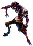  blood bloody_clothes bone crazy_eyes glowing glowing_eye green_eyes guro high_contrast highres injury intestines no_humans one-eyed original pose purple_skin sharp_teeth shirt sido_(slipknot) solo t-shirt teeth torn_clothes transparent_background undead zombie 
