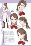  artbook barthomeloi_lorelei boots bow bowtie brown_eyes brown_hair character_profile character_sheet concept_art gloves ponytail scan single_glove takeuchi_takashi translation_request tsukihime 