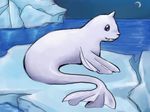  blue_eyes dewgong dugong fangs fins fur horn ice moon nintendo pok&#233;mon pok&eacute;mon solo tail teraphim video_games water white white_fur 