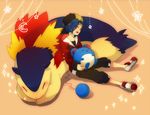  akizuno alternate_costume backwards_hat bad_id bad_pixiv_id baseball_cap black_hair closed_eyes gen_2_pokemon gold_(pokemon) hat marill pokemon pokemon_(creature) pokemon_(game) pokemon_hgss sleeping typhlosion 