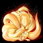  ambiguous_gender blonde_hair canine chest_tuft feral fox fur hair hi_res kitsune long_ears long_hair mammal miharin multiple_tails night ninetales nintendo nude pok&#233;mon pok&eacute;mon pok&eacute;morph red_eyes solo stars tail tuft video_games 