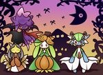  alternate_color animal_ears artist_request bolt cape concave frankenstein gardevoir green_hair halloween hat japanese_clothes kimono lilligant mawile mismagius pokemon scar screw stitches top_hat vampire witch witch_hat youko 