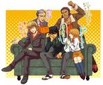  4boys alexander_lloyds antonio_lopez babibubebo barnaby_brooks_jr blonde_hair brown_hair fedora formal grey_hair hat kaburagi_t_kotetsu karina_lyle mask multiple_boys school_uniform suit tiger_&amp;_bunny translated 