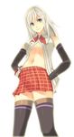  alisa_ilinichina_amiella arisa_iriinchina_amieera blue_eyes boots god_eater long_hair simple_background skirt smile solo thigh_boots thighhighs 