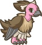  beak bone brown brown_feathers claws cute female mandibuzz nagoshiashumari nintendo pink pink_skin pok&#233;mon pok&eacute;mon solo video_games vulture wings 