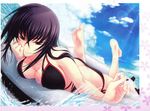  absurdres bikini breasts highres kawakami_momoyo laying_down long_hair lying maji_de_watashi_ni_koi_shinasai! red_eyes smile solo swimsuit water 