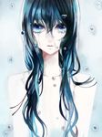 apt blue_eyes blue_hair copyright_request long_hair rain solo tears water_drop 