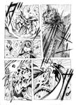  2girls akemi_homura battle comic dress explosion greyscale gun hairband hat long_hair magical_girl mahou_shoujo_madoka_magica mahou_shoujo_oriko_magica mikuni_oriko monochrome multiple_girls nobita pantyhose sphere weapon 