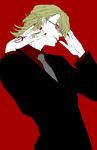  bad_id bad_pixiv_id blonde_hair flat_color formal male_focus nail_polish ouroboros ourobunny red_eyes simple_background solo suit t3run tattoo tiger_&amp;_bunny 