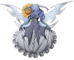  blade blue_hair dress flower full_body long_hair mazeran persona solo sunflower sunflower_fairy touhou transparent_background wings 