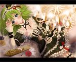  alternate_costume bad_id bad_pixiv_id blue_eyes dress flower frills garters gothic_lolita green_hair hair_ornament hairband hat lolita_fashion lying mini_hat ribbon shiki_eiki short_hair skirt solo thighhighs too_many too_many_frills touhou urabe_michiru 