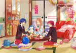  2boys bad_id bad_pixiv_id bird blazer blue_hair brown_hair dress green_eyes highres jacket mawaru_penguindrum multiple_boys penguin penguin_1-gou penguin_2-gou penguin_3-gou red_hair school_uniform shirozatou siblings takakura_himari takakura_kanba takakura_shouma 