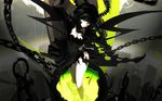  black_rock_shooter chain dress green_eyes horns scythe skull takanashi_yomi weapon wings 