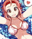  bikini breasts brown_eyes brown_hair cleavage copyright_request heart kusanagi_tonbo large_breasts lowres solo swimsuit 