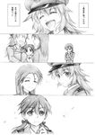  bad_id bad_pixiv_id charlotte_e_yeager closed_eyes comic francesca_lucchini gertrud_barkhorn greyscale hat kisetsu long_hair military military_uniform minna-dietlinde_wilcke monochrome multiple_girls open_mouth peaked_cap smile strike_witches translated twintails uniform world_witches_series 
