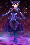  armor blush breasts female highres nururyun purple_hair red_eyes smile 