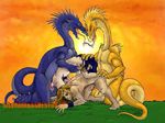  anal_penetration balls cum cum_while_penetrated dragon erection foursome gay group group_sex human interspecies male mammal penetration penis pubes scalie sex silvrain unknown_artist 