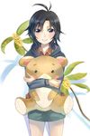  ahoge antenna_hair black_hair fukumaru_(ns1) highres idolmaster idolmaster_(classic) kikuchi_makoto short_hair smile solo stuffed_toy 