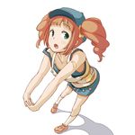  :o bandaid bandaid_on_arm bare_shoulders brown_hair from_above full_body green_eyes hat idolmaster idolmaster_(classic) kneehighs long_hair looking_up open_mouth pins shoes skirt sneakers solo standing stretch takatsuki_yayoi twintails waaaaaaaaa 