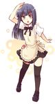  :o apron black_eyes black_hair kousetsu long_hair solo thighhighs waitress working!! yamada_aoi 