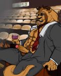  beast beast_(disney) beauty_and_the_beast beverage cigarette clothing disney drinking eyewear glasses horn male necktie open_shirt penis prince royalty shirt sitting smoking solo uncut unknown_artist wine 