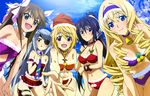  :&lt; absurdres ass_visible_through_thighs beach bell bikini black_hair blonde_hair blue_eyes blush breasts brown_hair cecilia_alcott charlotte_dunois christmas cleavage cloud day detexted drill_hair eyepatch fang frown green_eyes hairband hashimoto_takayoshi hat highres huang_lingyin infinite_stratos jingle_bell laura_bodewig long_hair medium_breasts multiple_girls necktie non-web_source ocean open_mouth outdoors ponytail purple_eyes red_eyes santa_costume santa_hat shinonono_houki short_hair silver_hair sky smile swimsuit third-party_edit twintails very_long_hair water 