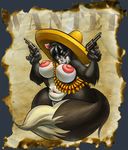  ammo_belt bandolier big_breasts breasts bullets cat chubby cowgirl dutch feline female gun hat huge_breasts mammal navel nipples nude obese one_eye_closed overweight ranged_weapon revolver solo tail weapon whitney wink 