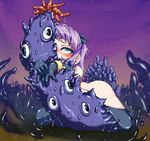  blush female fucked_silly gloves green_eyes monster purple_hair rir tentacle torn_clothes 