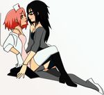  2girls gabzillaz haruno_sakura karin_(naruto) lowres multiple_girls naruto naruto_shippuuden yuri 