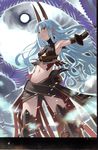  aliasse armpits breasts highres honjou_raita horns long_hair medium_breasts midriff navel official_art red_eyes senjou_no_valkyria senjou_no_valkyria_2 sideboob silver_hair solo thighhighs very_long_hair 