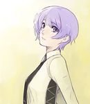  blush chaos;head kishimoto_ayase masato_(mirai_koubou) purple_eyes purple_hair short_hair smile solo 