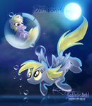  bubbles child cloud clouds couple cub cutie_mark daughter derpy_hooves_(mlp) dinky_hooves_(mlp) equine female feral flying friendship_is_magic goddess-ofthe-night horn mammal moon mother my_little_pony night night_sky parent pegasus sky star unicorn wings young 