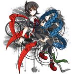  asymmetrical_wings black_hair black_legwear highres houjuu_nue lead_pipe mary_janes mechanical_wings red_eyes shoes short_hair snake solo thighhighs touhou wings youka_(gensou_kyoudan) zettai_ryouiki 