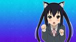  animal azunyan blue blush brown_eyes cat catgirl k-on! kawaii long_hair nakano_azusa nyan original twintails wallpaper 