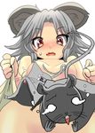  animal_ears blush censored convenient_censoring grey_hair ishikkoro mouse mouse_ears mouse_tail nazrin nude open_mouth red_eyes short_hair solo tail touhou towel upper_body 