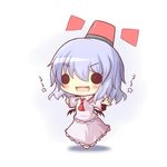  alternate_headwear ascot bat_wings black_eyes blue_hair blush chibi fang gaius_(nikoniko2) no_hat no_headwear open_mouth outstretched_arms remilia_scarlet rotating_light shirt skirt smile solid_circle_eyes solo touhou translated uu~ wings 